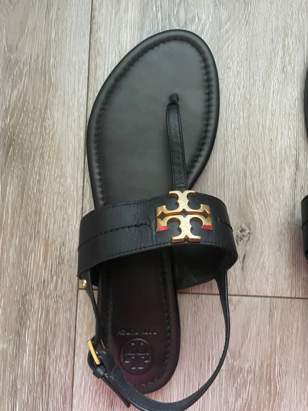 TORY BURCH Everly T Strap Sandals Black Size 10
